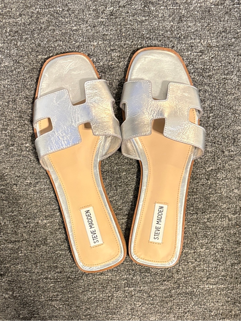 Steve Madden Metallic Silver Slide Sandals for Women